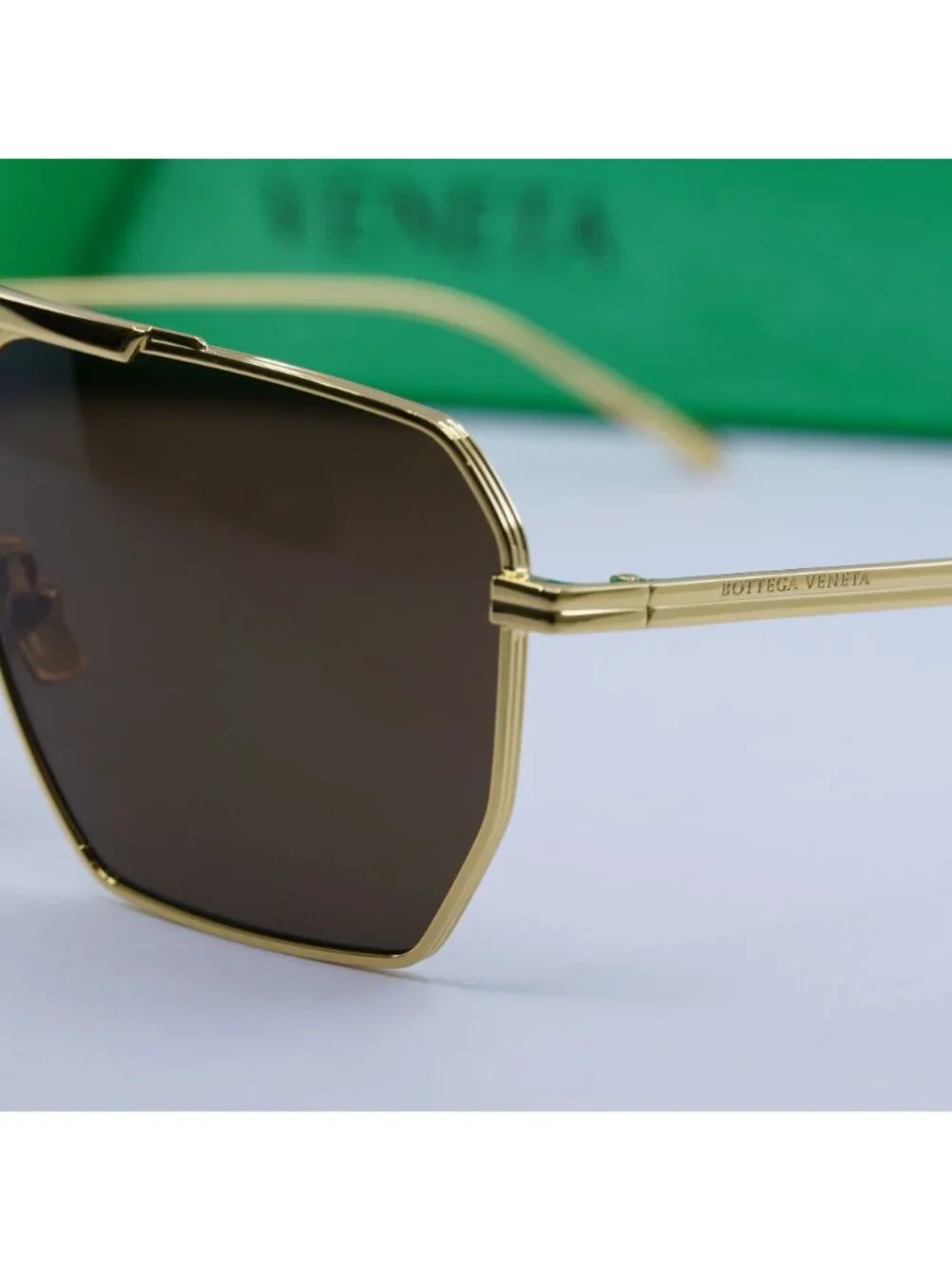 Bottega Veneta BV1012S 003 Aviator Sunglasses - Gold / Brown